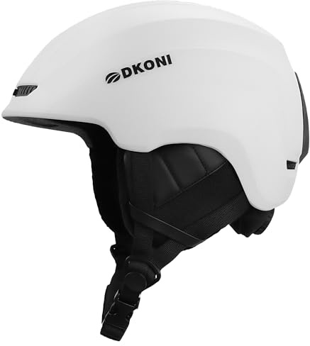 DKONI Ski Helmet, Snowboard Helmet for Men & Women, Two-Stage Adjustable Ventilation System, Snow Sports Helmet for Adults, Youth & Big Kids (White, Large: 22.5-24.5 inch (58-62cm))