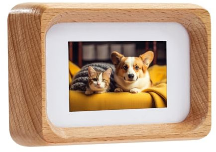 Kattepote Mini Cornice in legno per foto con macchina fotografica istantanea, 3 pollici (86 x 54 mm), con Tappetino per foto 50 x 30 mm, portafoto da Tavolo per per casa, ufficio (Legno di faggio)
