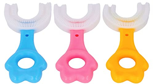3 Stück -Zahnbürste in U-Form, Ergonomischer Bürstenkopf, 360-Grad-Zahnreinigung, Niedlicher Griff, Manuelle Trainingszahnbürste mit Speziellem Design für Weiches und Bequemes