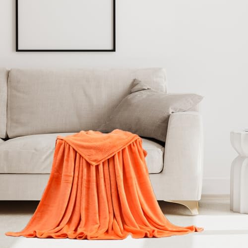 STGAO Fleecedecke 80 x 150 cm Viele Farben Baumwolle Decke Microfaser für Bett Und Couch, Orange