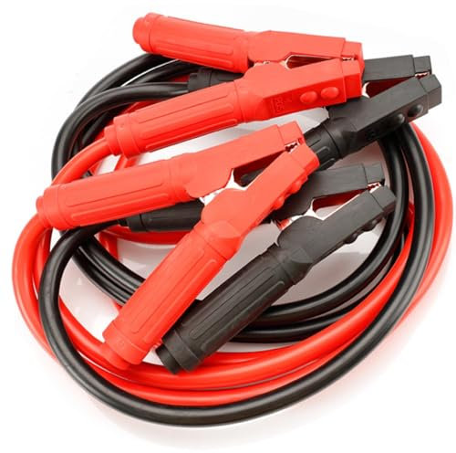 A2ZWORLD Cavi di Avviamento Batteria Auto 2000 AMP, Sezione 35 mm², 2 Pezzi Nero e Rosso da 250cm, per Emergenza Auto e Moto Fino a 5000cc