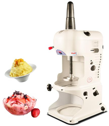 Naturalpowev Macchina per Ghiaccio tritato con Cono di Neve, Macchina per Granita con Lame Regolabili e Copertura Protettiva Trasparente, tritaghiaccio per Feste, concessioni o Eventi,White