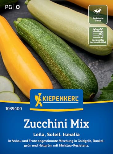 Kiepenkerl Zucchinisamen Leila, Soleil, Ismalia 1039400 für 9 Pflanzen - Robust gegen Mehltau, Gelbe Zucchinisamen mit fein-mildem Geschmack, Gemüsesamen für Gartenliebhaber