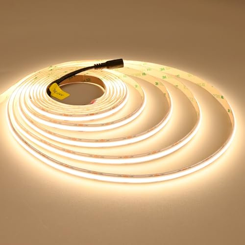 JOYLIT PRO+ SCOB Striscia LED 5M 24V 3000K Senza Punti 2200lm/M per Interni | Grado Industriale, CRI 92+, 288LEDs/M Bianco Caldo, Dimmabile, Autoadesivo, per Casa e Uso Commerciale ( Solo Striscia LED )