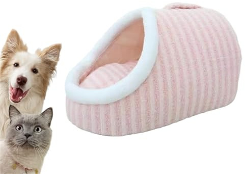 Hundebett Verstecktes Hundebett Winter Plüsch Haustier Katzenbett Katzenmatte Haus Warmer Katzenkorb Katzenschlafsack Katzenbett Hundebett Geeignet for Katzen Kleine Mittelgroße Hunde(Pink,L)
