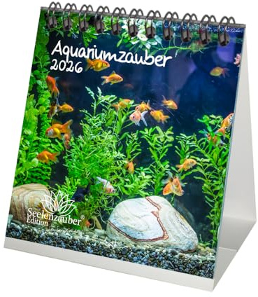 Aquariumzauber Tischkalender 10cm x 10cm für 2026 Tiere im Aquarium und Unterwasser - Geschenkset Inhalt: 1x Kalender, 1x Weihnachtsanhänger (insgesamt 2 Teile)