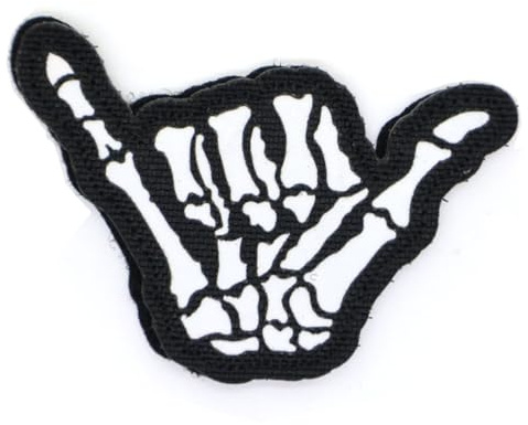 Svart reflekterande moral patch skelett handskylt Shaka militär krok och ögla 8 x 5,5 cm armé Airsoft emblem skalle
