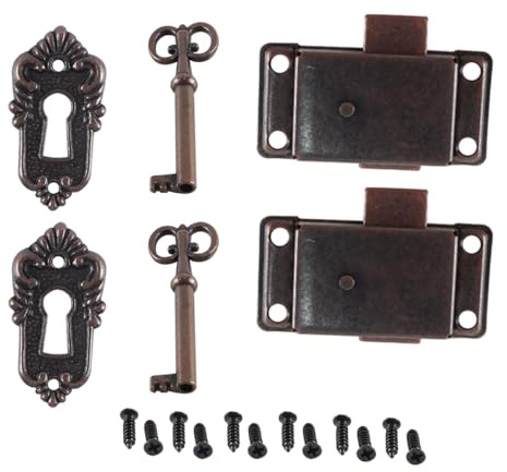 Gorise Juego de 5 cerraduras vintage para puertas de armarios: diseño retro clásico, cerraduras antiguas con llave, fácil instalación para armarios, cajones y armarios.