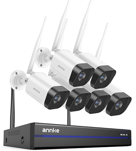 ANNKE 3MP Überwachungskamera Aussen Set, 6X 3MP IP Kamera und 16CH 4K NVR für 24/7 Aufnahme Innen Outdoor, Smarter Personenerkennung, 2-Wege-Audio, 30M IR Nachtsicht, IP66, NO HDD
