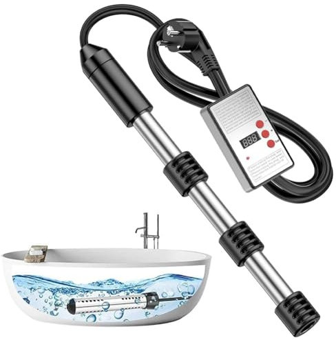 Chauffe-eau Portable, Thermoplongeur Électrique 2000 W, Chauffe-eau Submersible Avec Affichage Numérique De La Température, Protection En Acier Inoxydable 304, Arrêt Programmé, For Spa
