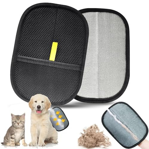 YARUJING 2 Piezas Guante Quitapelos Mascotas Guante Quita Pelo Gato Reutilizable Guantes De Pelo De Doble Cara Manopla Quita Pelos Mascota para Lavar El Pelo,Limpieza De Alfombras y Sofás