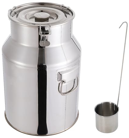 Apriltop 28 Liter Edelstahl-Milchkanne mit Versiegeltem Deckel,Großer Metallkanister-Milcheimer mit Versiegelndem Silikonring und Verschlussklammer, für Öl, Wasser, Tee, Wein (28L)