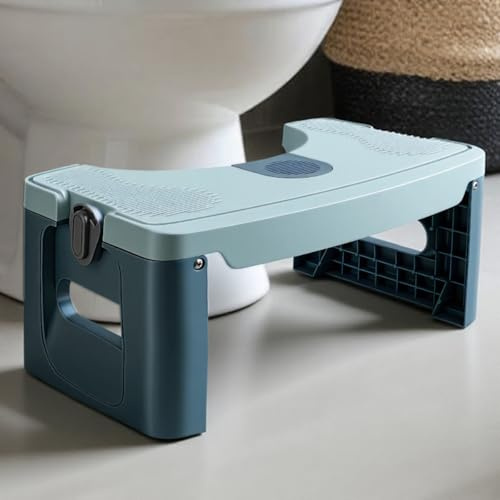 GedFong 17cm Folding Toilet Stool, Non-Slip Bathroom Footrest, Space-Saving Foldable Toilet Stool with Aroma Compartment, PP Material, Algae Green