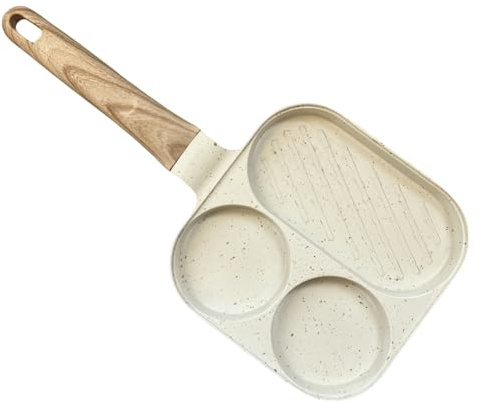 Pandre de petit-déjeuner - poêle à œufs au plat sans bâton de bâton | Planchette de petit déjeuner, cuisinière à 3 sections pour induction Stove électrique Home Kitchen BBQ Grill Restaurant Hamburger