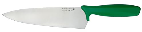 Rockingham Forge Essentials Kockkniv 24 cm, grönt handtag | Färgkodad kockkniv i rostfritt stål för sallad och frukt. Grönt handtag för livsmedelshygien och allergenmedveten matlagning