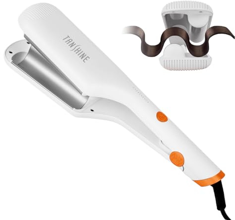 TANSHINE Hårlocktång, 32 mm Mermaid Beach Waver, Wavy Locktång med 5 justerbara temperaturer, anti-skållning för breda djupa vågor, vit