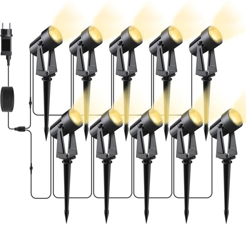 Svater Gartenstrahler LED Außen Wasserdicht IP65, 3000K Warmweiß 27V Gartenbeleuchtung, 10er Set 1800lm COB Erdspieß Gartenleuchten mit Strom für Bäume Hof Terrasse
