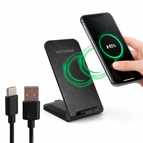 Wireless Ladestation 15W – Wireless Charging Station, Kabelloses Ladegerät als Ladestation Handy, Ladeschale Induktiv für iPhone 16/15/14/13/12/11 & für Samsung Galaxy S25/S24, für Google Pixel