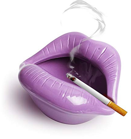 Ceramic Lip Shape Ashtray Cigarette Ash Holder Smoking Accessories Lips Storage Decoration Ashtray Figurines Tabletop Ornaments Creative Cigar Ash Tray For Smokers Home Office Decor (Purple)