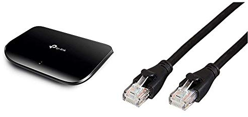 TP-Link TL-SG1005D Switch Ethernet Gigabit 5 Ports 10/100/1000 Mbps& Amazon Basics Câble réseau Ethernet RJ45 catégorie 6-1,5 m
