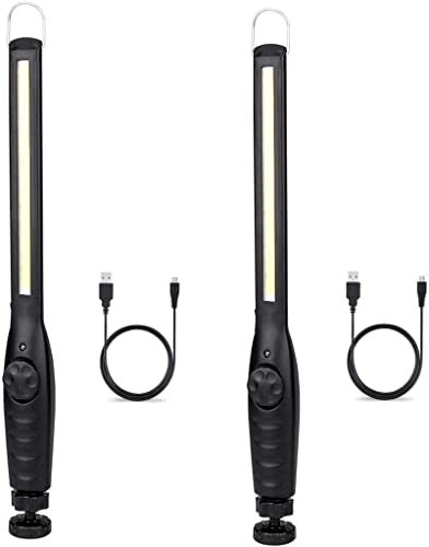 AntDau71® – Set 2 Lampade da Lavoro LED Magnetiche Ricaricabili | Luce Portatile Professionale per Officina, Ispezione Auto, Campeggio e Uso Esterno | Base Flessibile e Gancio - CW989-2PZ