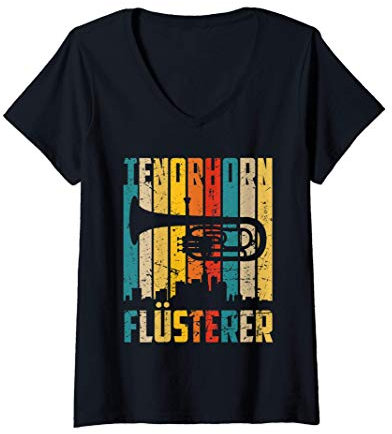 Damen Tenorhorn Geschenk Tenorhornist T-Shirt mit V-Ausschnitt