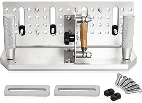 OneChoi Belt Grinder Knife Jig, 9-3/4’’ Long Sharpening Locator Adjustable Angle -5°~ 25°, Belt Knife Sharpener Jig with Dual Press Plates,Knife Making Angle Grind Guide for Belt Sander Machine