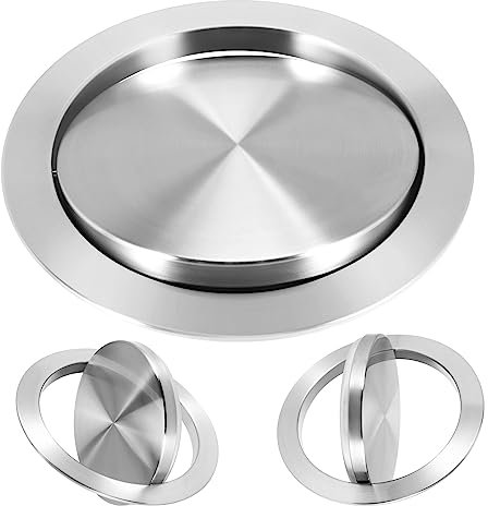 Jevina Cubierta redonda de acero inoxidable para cubo de basura, encimeras de cocina, enjuague de balanceo integrado, tapa de residuos