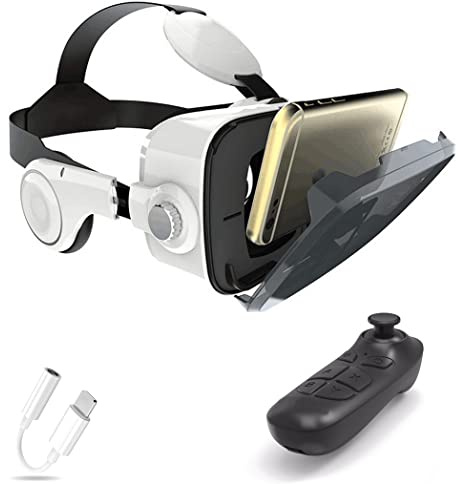 VR Glasses, Virtual Reality Headset, VR Headsets Support Android and IOS, Bluetooth Connection for iPhone 13 Pro Max/13 Pro/13/12/11, for Samsung Galaxy S21, Huawei, Xiaomi ( Color : A , Size : Ios )