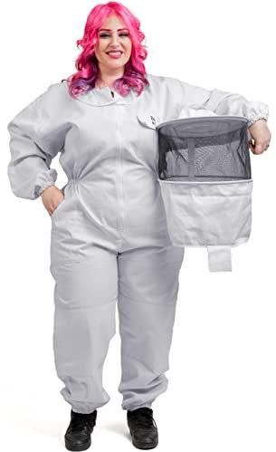 Bees & Co Plus U73 Imkeranzug aus natürlicher Baumwolle mit Rundschleier, XXL