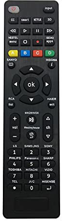 Riry Mando TV Universal para Todos los televisores de Repuesto para Samsung,LG,Sony,Philips,Sharp,Panasonic,TCL,Toshiba,Hitachi,haier,Sanyo Smart TV con Botones de Acceso Directo de 3D de Netflix