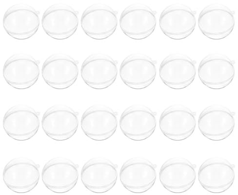 DOITOOL 24 Stück Durchsichtige Kugeln Christbaumkugeln Transparente Hohlkugelverzierung DIY Hängende Befüllbare Kugeln für Weihnachten Hochzeit Party Wohnkultur