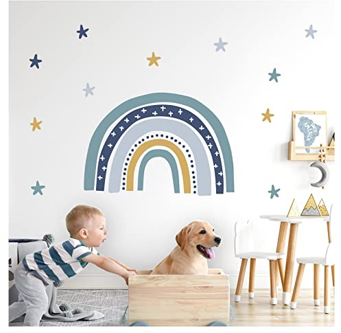 Little Deco Wandtattoo Regenbogen mit Sterne Kinderzimmer Wandsticker Babyzimmer Junge Wandaufkleber Wanddeko DL922-1
