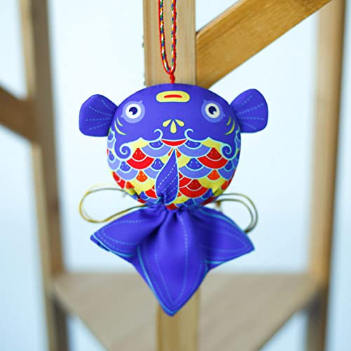 qbodp 2 Stücke Niedliche Fischform Duftsäckchen Säckchen Münzbeutel Chinesische Traditionelle Beutel Kordelzug Geschenkbeutel Leer Duftbeutel Autorückspiegel Hängende Dekoration,Dunkellila