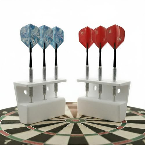 R-Satz Shop Dartpfeil Halterung Wand Set 3 Pfeile Stahl & Softdarts - Auswahl aus 7 Farben (Weiß)
