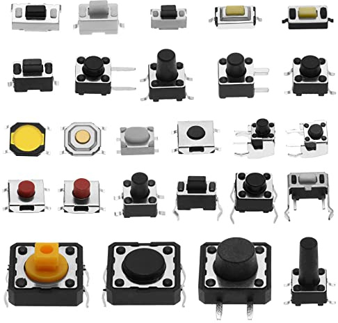 Be In Your Mind 260 piezas Micro Momentary Tact Switch Kit surtido de interruptores táctiles 26 valores 4 pin/3 pin/2 pines para equipo de audio de televisión, grabadoras de video QC-26V