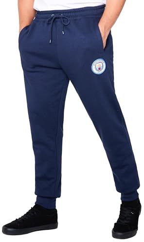 Manchester City F.C. Mens Sweatpants with 2 Pockets and Cuffed Ankles (Navy, XL)
