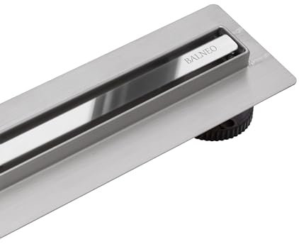 BALNEO Caniveau de Douche 70cm Chromé Miroir de Sol en Acier Inoxydable, Panneau Étroit 14mm, Ensemble Complet, Bas 57mm, Slim & Low Proline