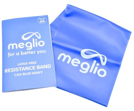Meglio Elastici Fitness per Uomo & Donna - Fascia Elastica Fitness per Allenamento, Pilates & Fisioterapia - Elastico Palestra in Casa con Guida Esercizi - Senza Lattice - 1.5m - Blu (Pesante)