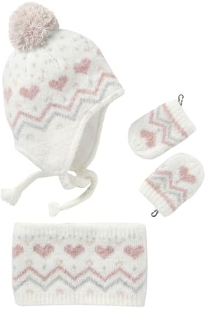 Vertbaudet Mädchen Baby-Set: Mütze, Rundschal & Fäustlinge wollweiß 62/68