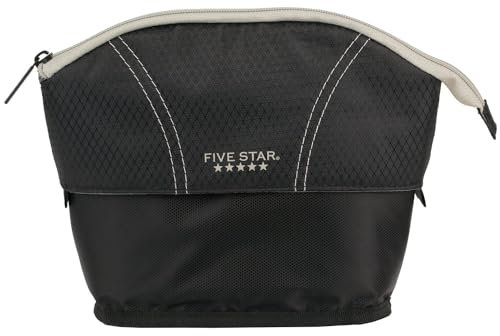 Five Star Pencil Pouch, Pen Case, Quick View Expandable Zipper Pouch, Storage Organizer for School Supplies Earbuds Chargers Cables Makeup, Black/Grey (507610A-ECM)