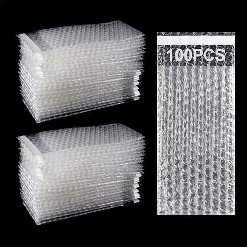 100 Stück selbstverschließende Luftpolsterbeutel, 10,2 x 15,2 cm, kleine Luftpolstertaschen, Luftpolstertaschen, Luftpolstertaschen für Verpackung, Umzug, Versand und Lagerung