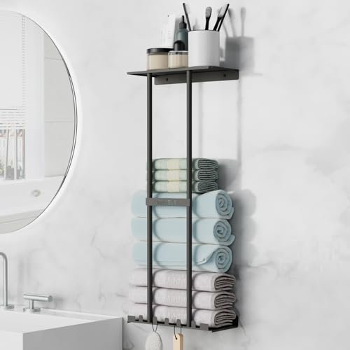 SHYOSUCCE Handtuchhalter Bad mit 5 Haken, Handtuchhalter zur Aufbewahrung von Badetüchern für Badezimmer,Duschwand, Saunen Usw.