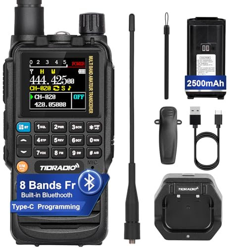 TIDRADIO TD-H3 Ham Radio, Air Band Reception, Type C&Wireless Programming Walkie Talkies for Adults, Frequency Match, Dual Band Two Way Radio, Long Range Amateur Radio Communication for Camping-1 Pack