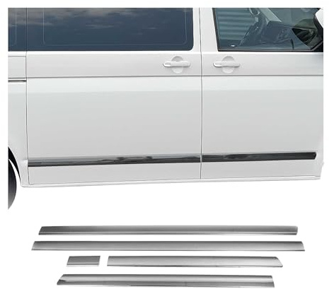 OMAC Seitentürleiste Türschutzleiste kompatibel mit VW T5 T6 Kurzer Radstand L1 Chrom Dunkel 5X