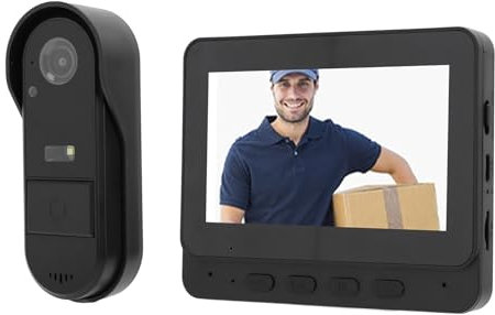 Wireless WiFi Video Doorbell Camera with Ringer, 8MP 1080P HD Night Vision 170° Wide Angles Fisheye Lens, 2 Way Audio, Remote Video Call, Battery Powered, 4.3 Inch Waterproof