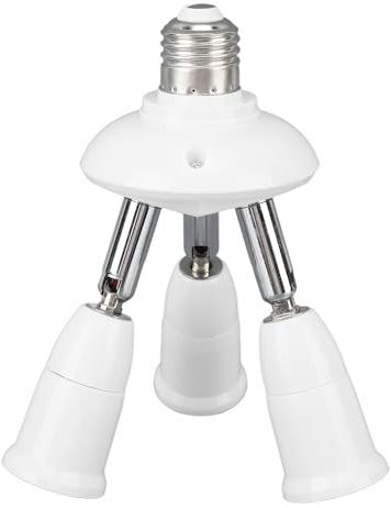 Divisor del Adaptador del Zócalo de la Bombilla, E26 E27 360 Grados Ajustable 3 en 1 Adaptador del Divisor del Zócalo de la Luz Flexible de 180 Grados para Galerías de Arte