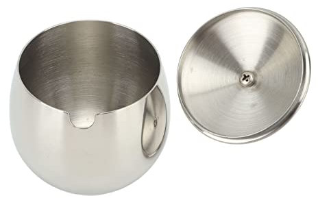 nikusaz Sucrier en acier inoxydable avec couvercle, grand pot à épices pour sel, bonbons, café, passe au lave-vaisselle, finition dorée élégante (Argent)