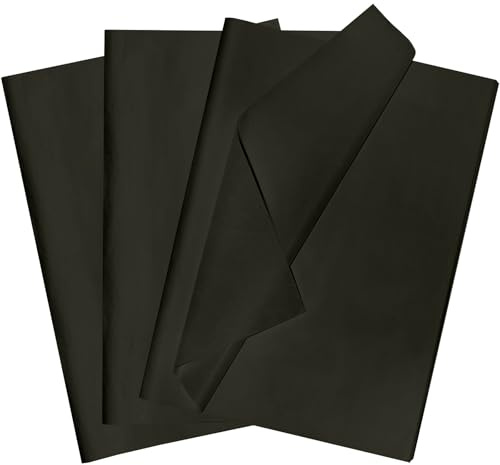 POPOYU 60 st silkespapper för omslagsgåvor, svart 35 x 50 cm silkespappersark för förpackning, omslagspapper, ark syrafria papperspapper för halloween födelsedagspresenter. Inslagning, gör-det-själv
