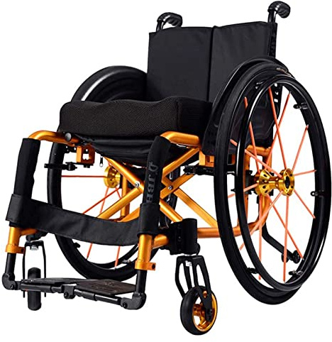 Super Lightweight Folding Aluminium Frame Wheelchair - Self Propelled Manual Sport Wheelchair for Load of 100 Kg - Ergonomic & Comfortable with Armrest Swing Leg Rest